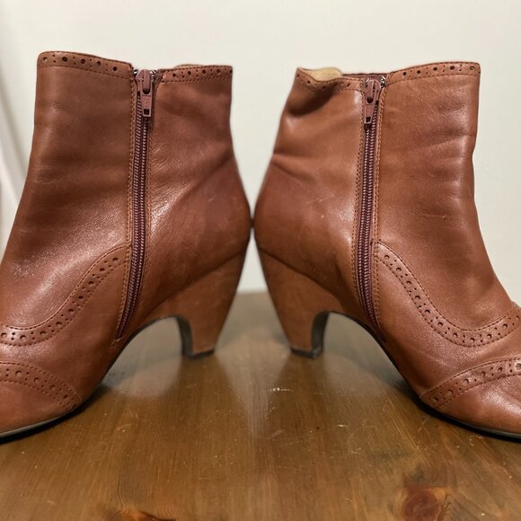 Miz Mooz Tallys 100% leather tan high heel ankle booties boho chic size 8 - Picture 7 of 11